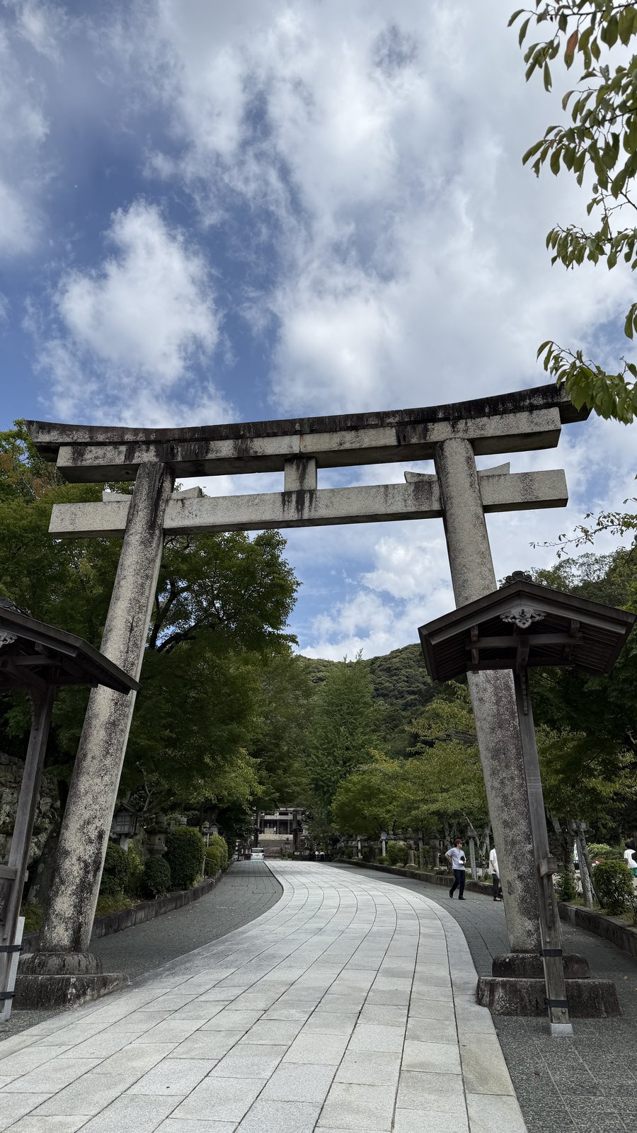 The stone torii and the approach beyond it
