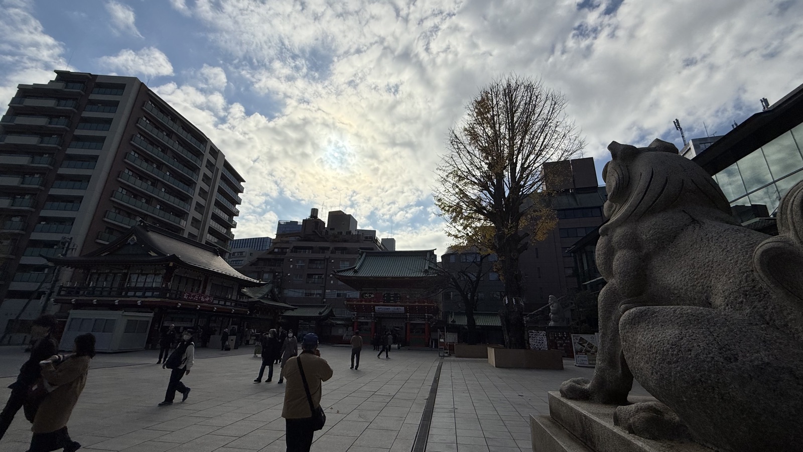 The grounds seen past a komainu