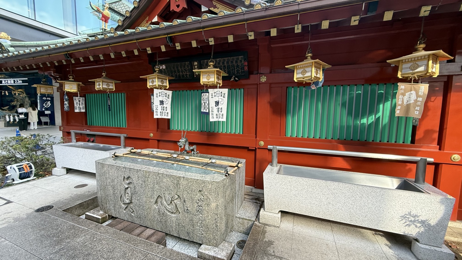 Chozuya with water flowing from a dragon's mouth