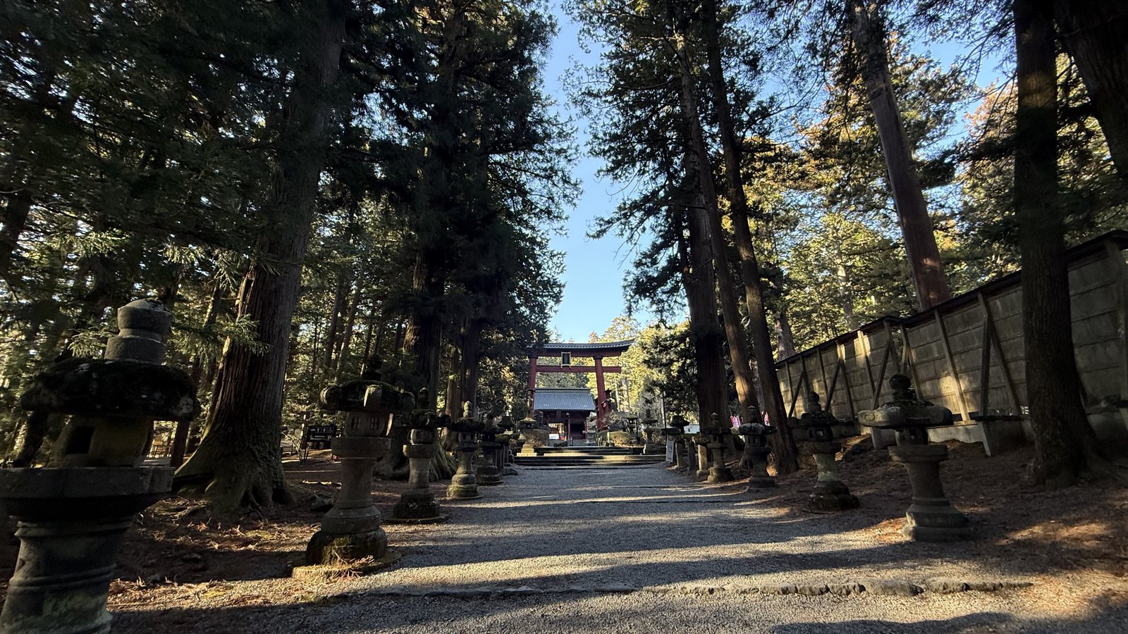 The approach lined with stone lanterns