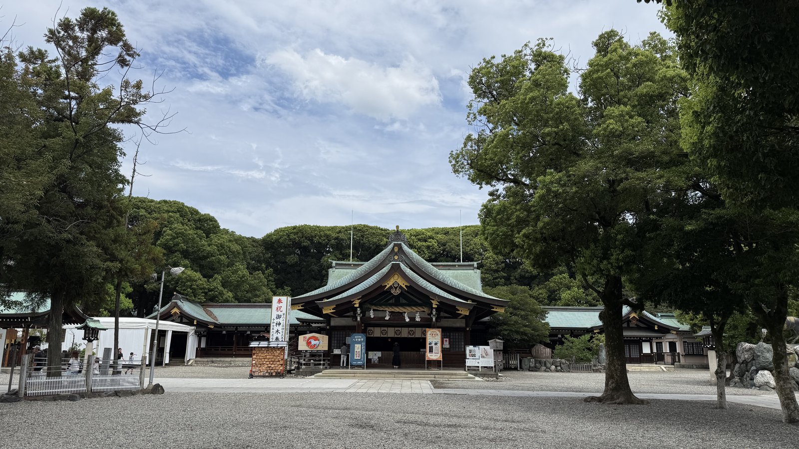 The main hall at the far end of a wide courtyard