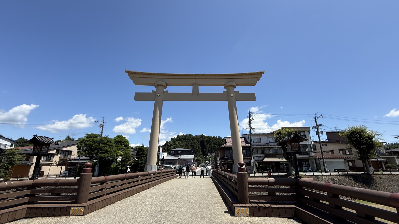 The great torii and the townscape of Takayama