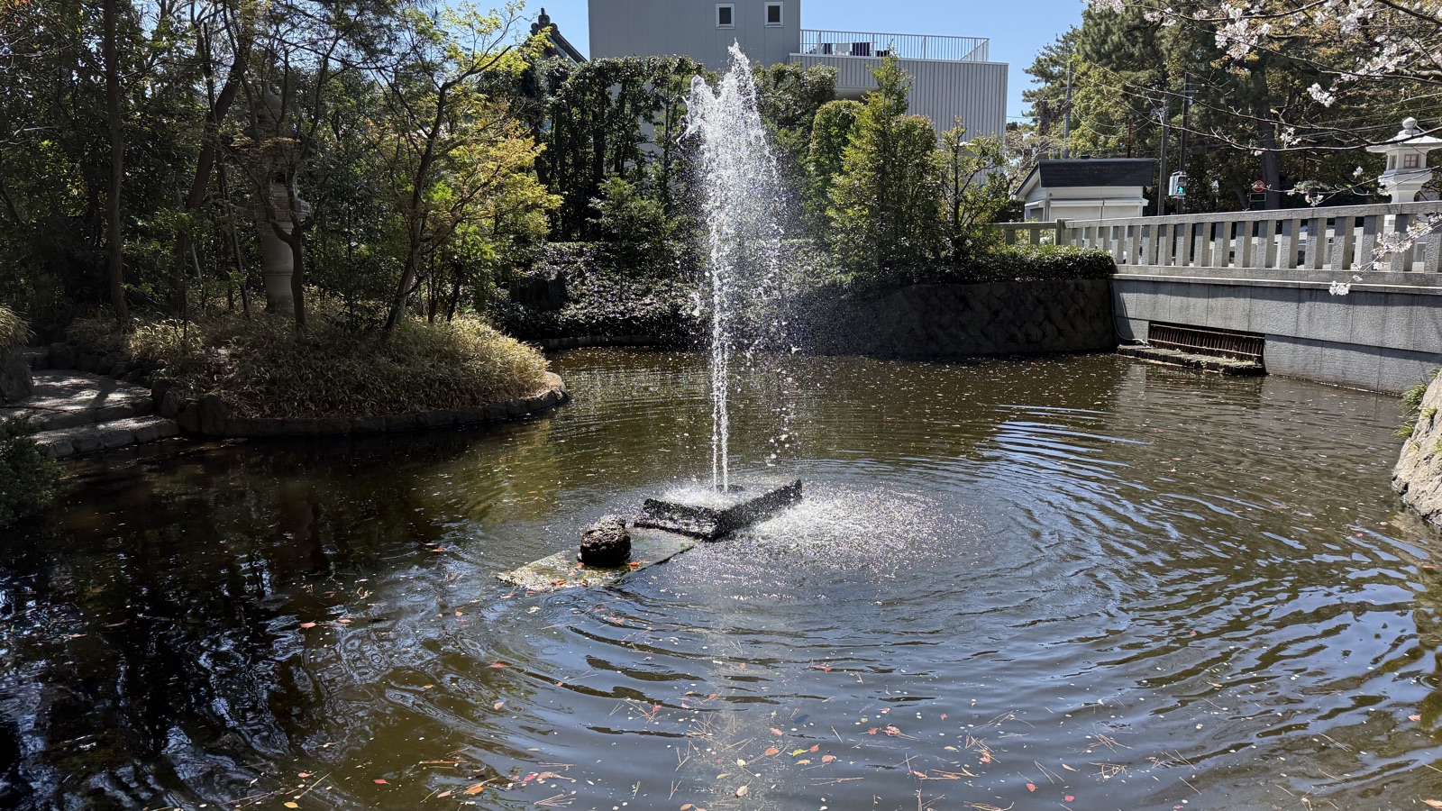 Fountain in the garden pond