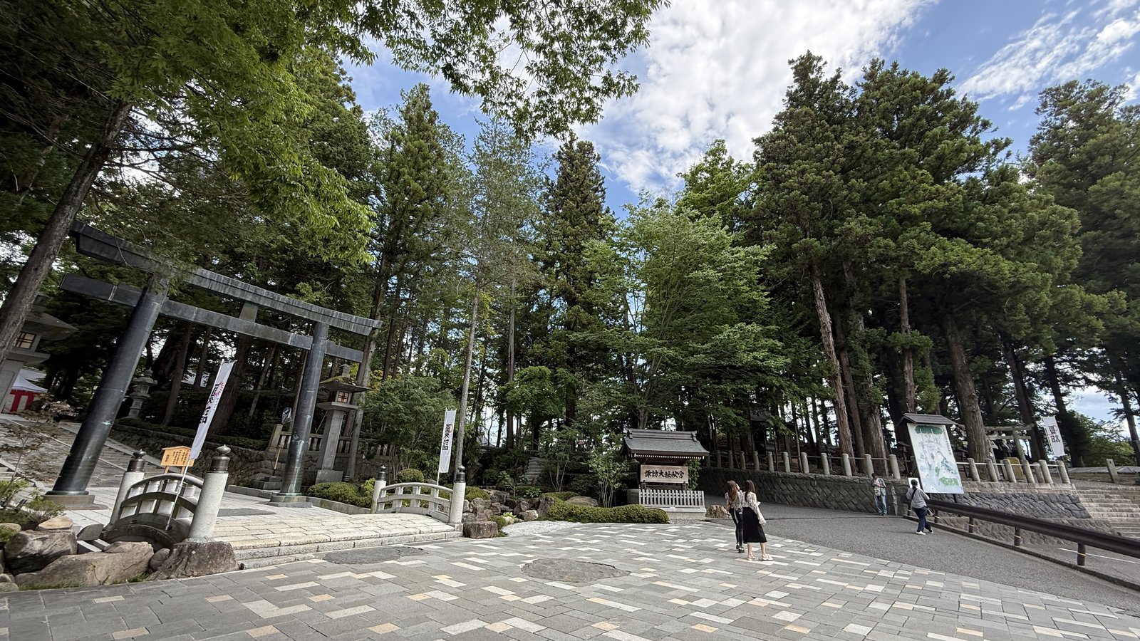 A stone bridge, a torii and a small shrine